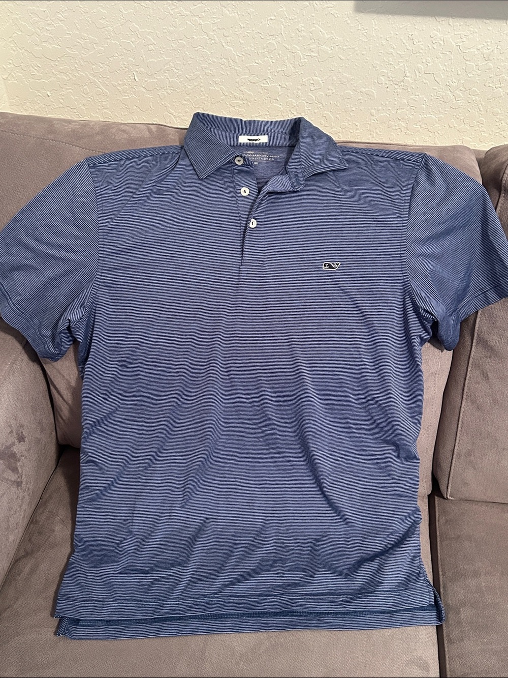 Vineyard Vines Men's Polo with White & Blue Stripes